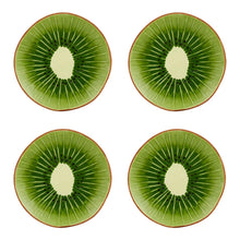 Load image into Gallery viewer, Tropical Fruit Kiwi Dessert Plates S/4
