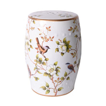 Load image into Gallery viewer, Cream White Garden Stool With Flower and Birds (Pre-Order)