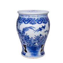 Load image into Gallery viewer, BW Bird Floral Panel Drum Garden Stool (Pre-Order)