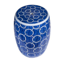 Load image into Gallery viewer, Indigo Blue Circle Porcelain Garden Stool (Pre-Order)