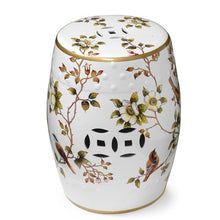 Load image into Gallery viewer, Cream White Garden Stool With Flower and Birds (Pre-Order)