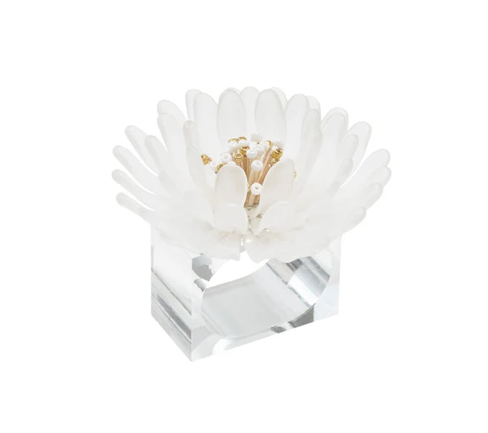 Cosmos Napkin Ring in White & Gold