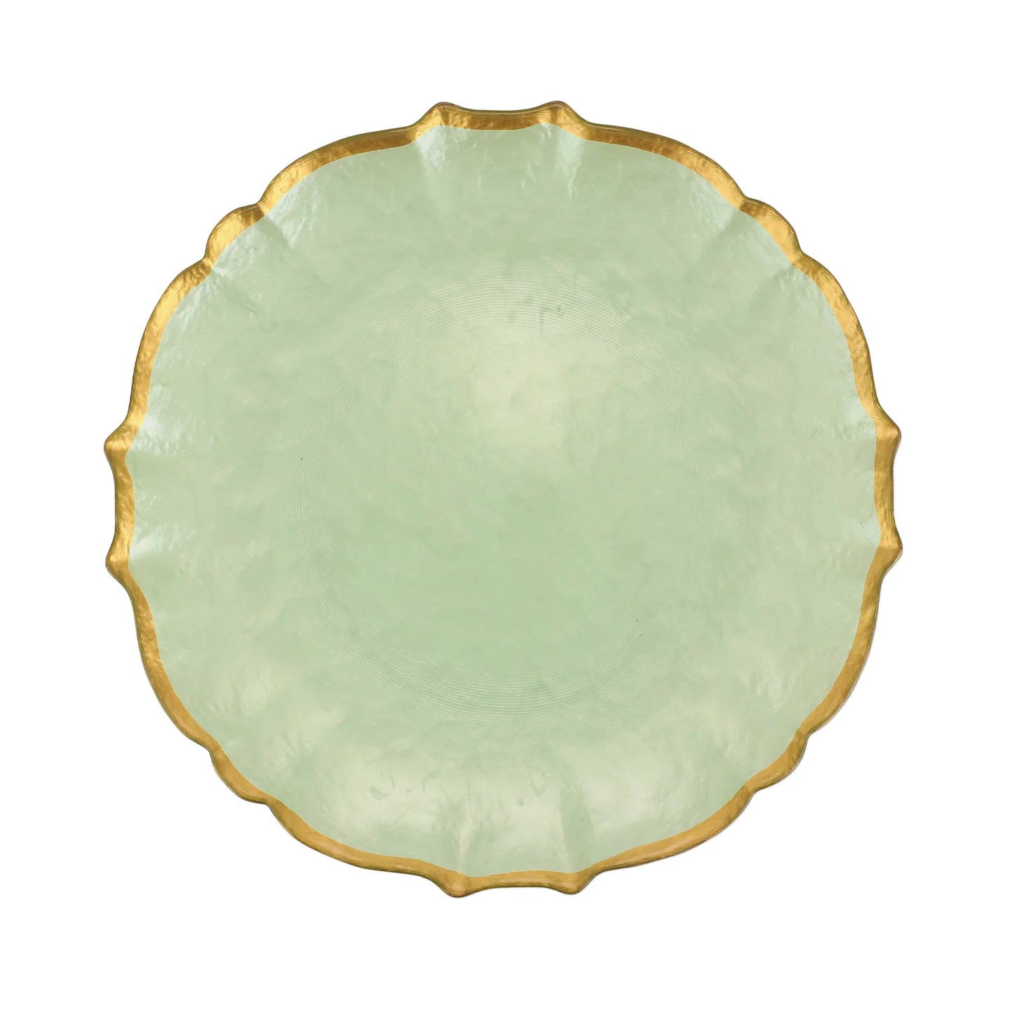 Baroque Glass Dinner Plates Pistachio S/4