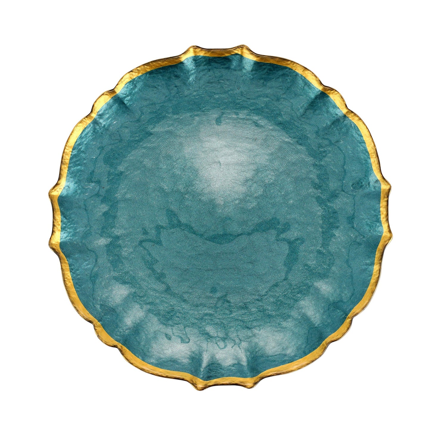 Baroque Glass Dinner Plate Teal S/4