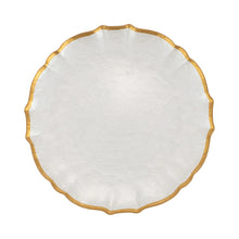 Load image into Gallery viewer, Baroque Glass Dinner Plates White S/4
