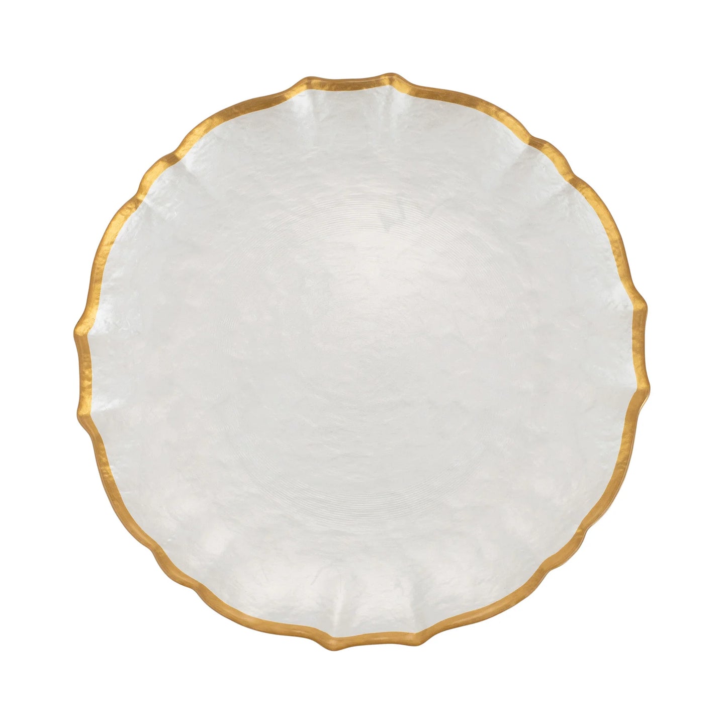 Baroque Glass Dinner Plates White S/4