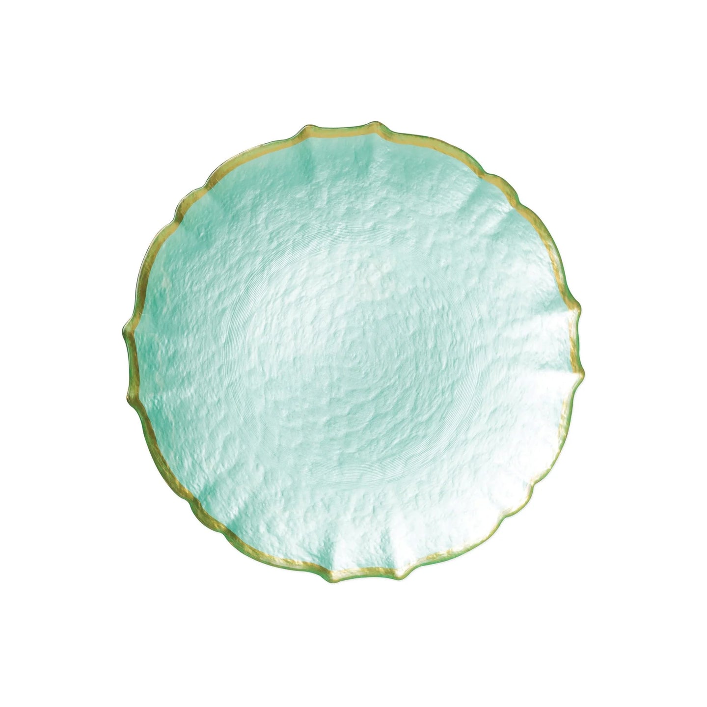 Baroque Glass Salad Plates Aqua S/4