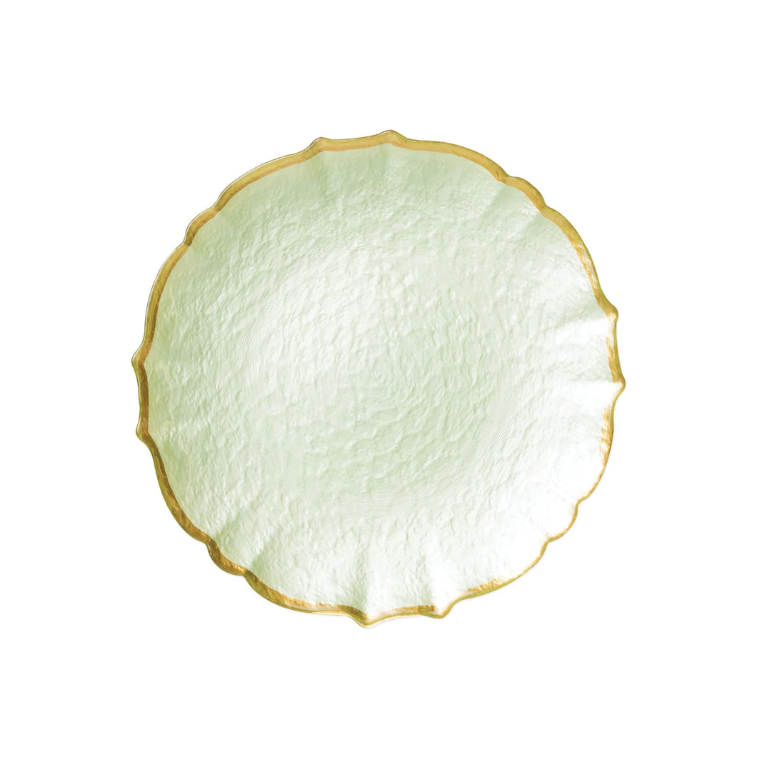 Baroque Glass Salad Plate Pistachio S/4
