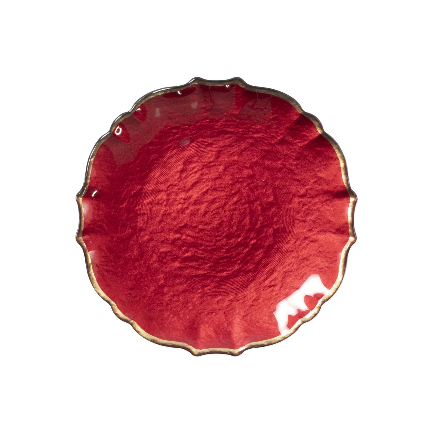 Baroque Glass Salad Plate Red S/4