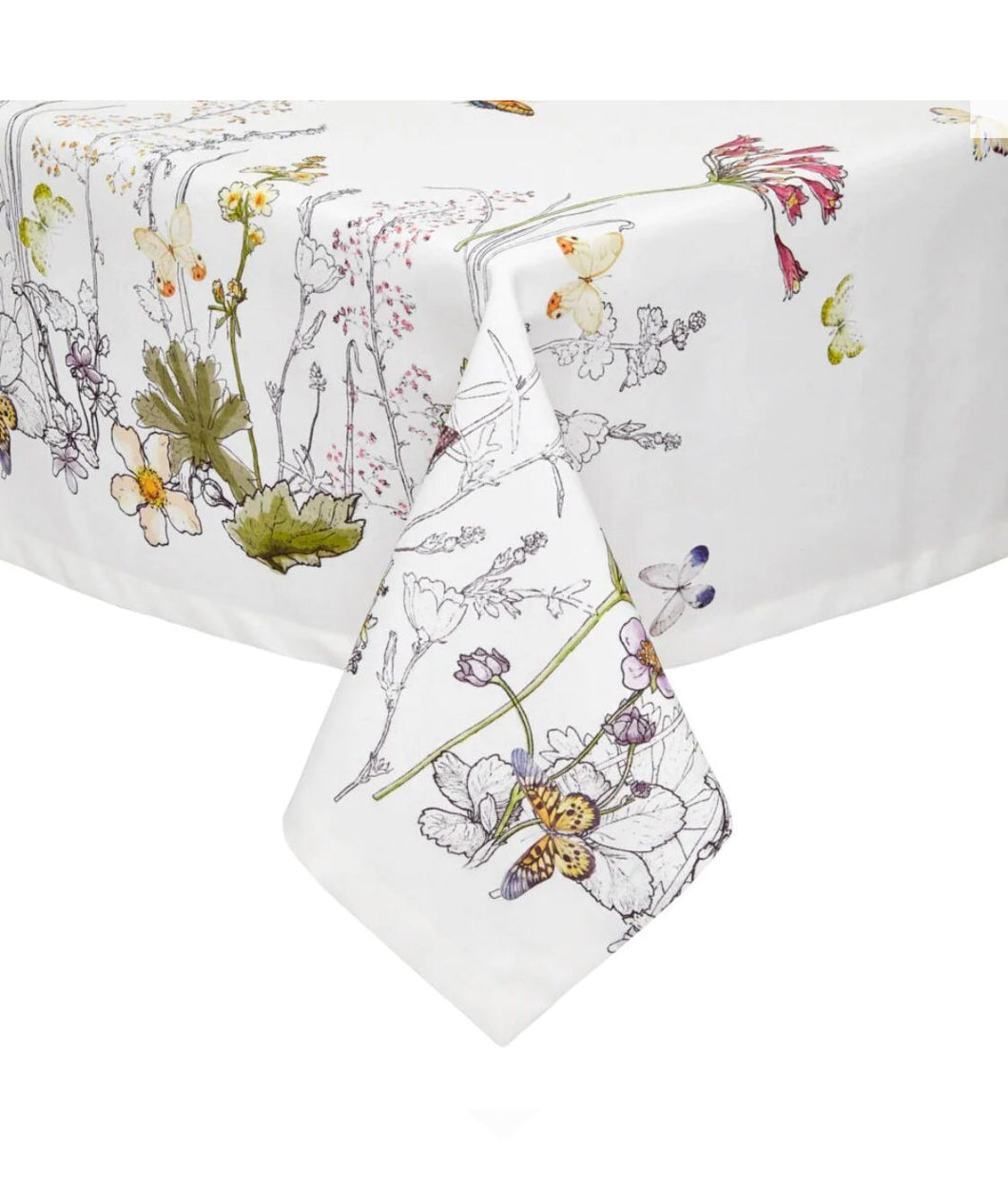 Provence White Floral Tablecloth 70x144