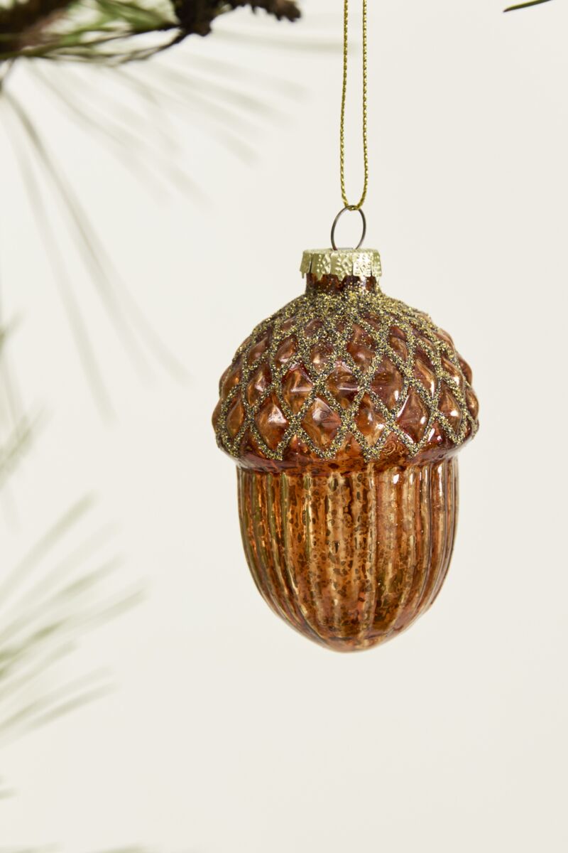 GILDED ACORN ORNAMENT 2.25