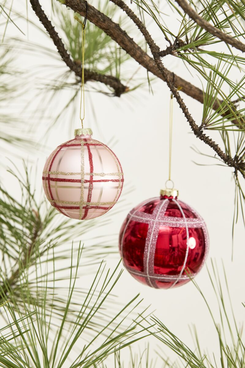 GLITTER PLAID ORNAMENT 3.75