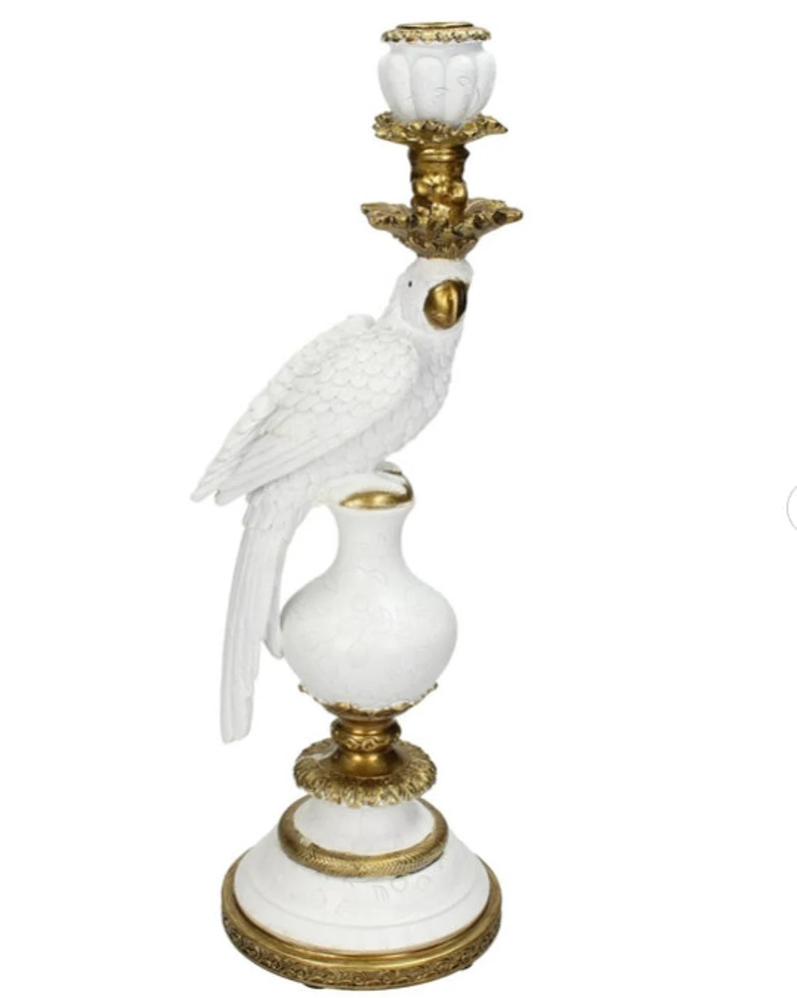 Gold Candle Holder with White Bird s/2