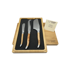 Load image into Gallery viewer, Laguiole en Aubrac Handcrafted 3-Piece Cheese Knife Set with Juniper Wood Handles
