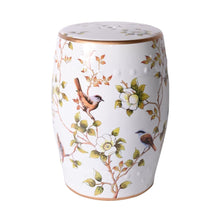 Load image into Gallery viewer, Cream White Garden Stool With Flower and Birds
