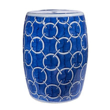 Load image into Gallery viewer, Indigo Blue Circle Porcelain Garden Stool
